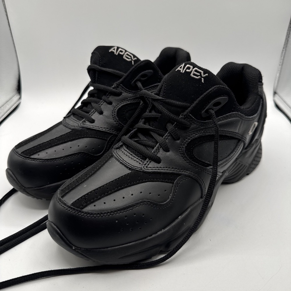 Apex Walker X801 Women's Size 10W Diabetic Black Leather Lace Up Orthopedic